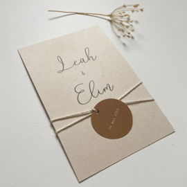 *NIEUW* Trouwkaart Leah & Elim met label