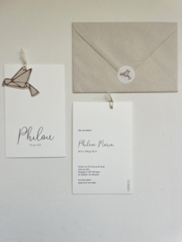 *NIEUW* Geboortekaart Philou label boven