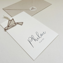 *NIEUW* Geboortekaart Philou label boven