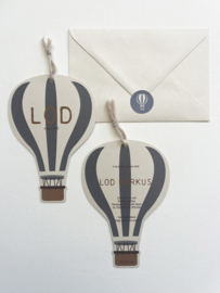 *NIEUW* Geboortekaart luchtballon Lod blauw