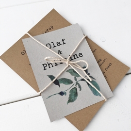 Trouwkaart pakket Olaf & Phileine groen blad