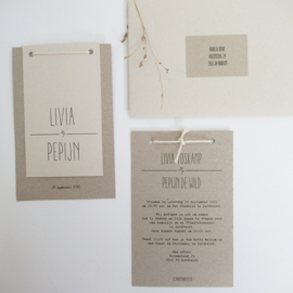 Trouwkaart Livia & Pepijn paperwise | grijsboard