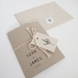 Trouwkaart pocketfold Sera & James grijsboard | paperwise