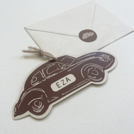 *NIEUW* Geboortekaart oldtimer Eza bruin