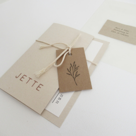 Geboortekaart pocketfold paperwise Jette - labeltje