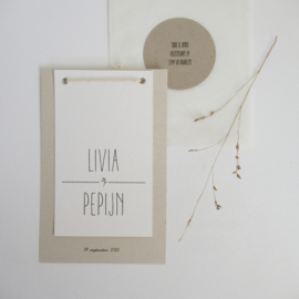 Trouwkaart Livia & Pepijn oud hollands | paperwise