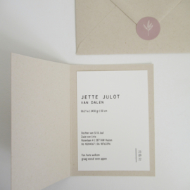 Geboortekaart pocketfold paperwise Jette - labeltje