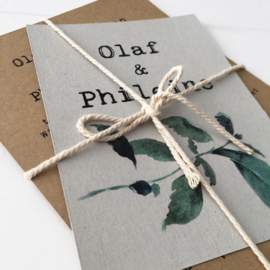 Trouwkaart pakket Olaf & Phileine groen blad