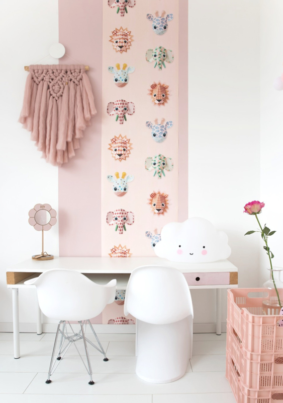 Behang wilde dieren roze