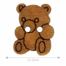 Houten knoop beer gelaserd 11,3mm - kleur 2
