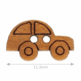 Houten knoop auto gelaserd 11,3mm - kleur 2