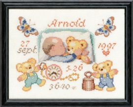 Pako Borduurpakket telpatroon aïda Geboorte Baby /teddybeertjes 30 x 24 cm