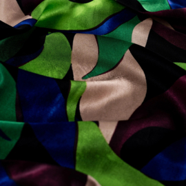 Rayon Spun Satin Print Leaves (1 meter)