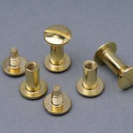 Schroefknoop 10 mm voor het bevestigen van leren labels - goud