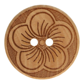 Knoop hout met bloem 20mm