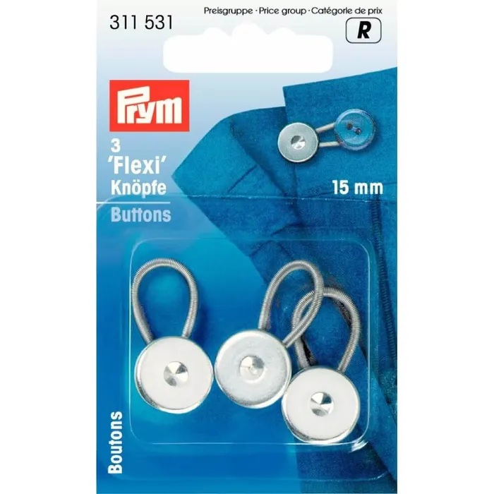 Prym Flexi-knopen met lus 15mm zilver