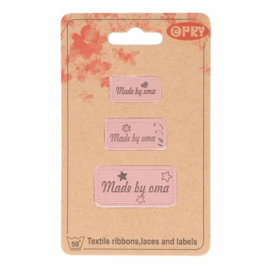 Opry Skai-leren labels made by oma 3st.
