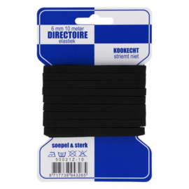 Blauwe kaart directoire elastiek 6mm zwart - 10m