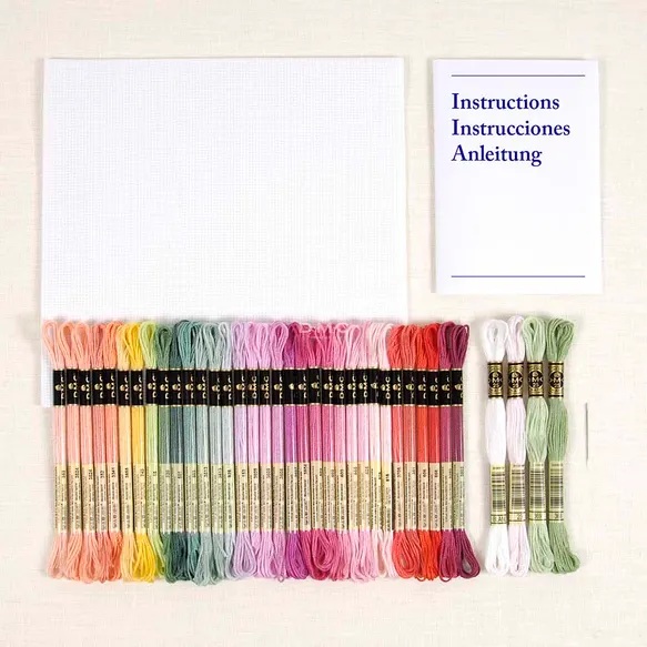 DMC Kruissteek kit vintage boeket 28,5x28,2cm - 1st