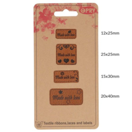 Leren label "Made with Love" (4 stuks)