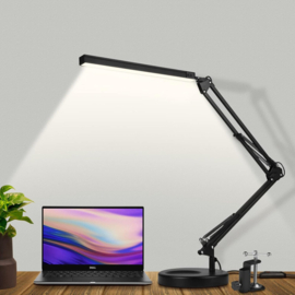 3 - LED Werklamp met voet & tafelklem (Zwart)