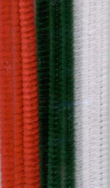 Chenille set kerst (9 st.) 6 mm x 50 cm (rood-wit-groen)