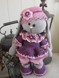 XXL Funny Bunny kledingset Fleury bordeaux - rose