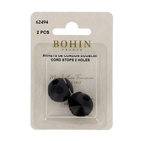 Bohin Koordstopper 2-gaats - 18x19mm zwart