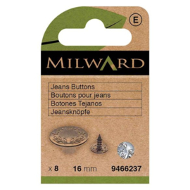 Milward Jeansknopen 16mm nikkel