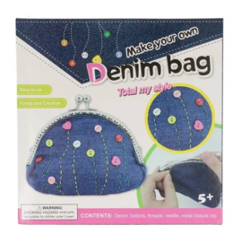 Naaipakket voor kinderen denim portemonnee