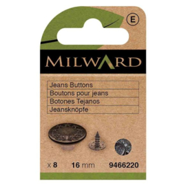 Milward Jeansknopen 16mm zwart