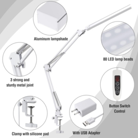 2 - Werklamp met tafelKlem (Wit)
