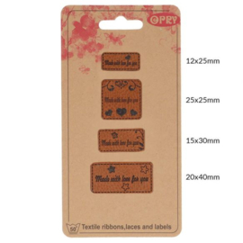 Leren label "Made with Love for you" (4 stuks)