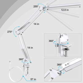 2 - Werklamp met tafelKlem (Wit)