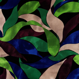Rayon Spun Satin Print Leaves (1 meter)