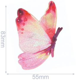 HKM Applicatie vlinder rechts 55x83mm roze