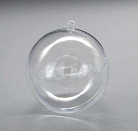 Plastic bal transparant 100mm deelbaar