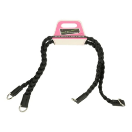 Tasbeugel gevlochten leer 52cm zwart