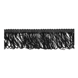 Franjeband lussen nylon 50mm - 1mtr. - zwart