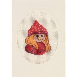 Permin 17-8233 Borduurpakket kerstkaart Elf meisje 9x13 cm