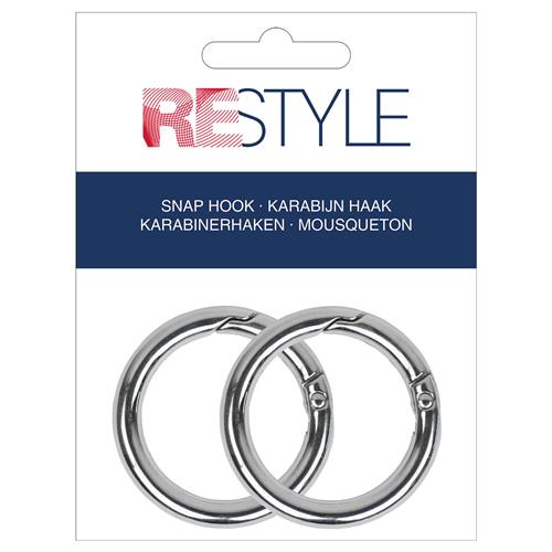 Ring ronde karabijnhaken 41 mm, 2 stuks - Kleur 010