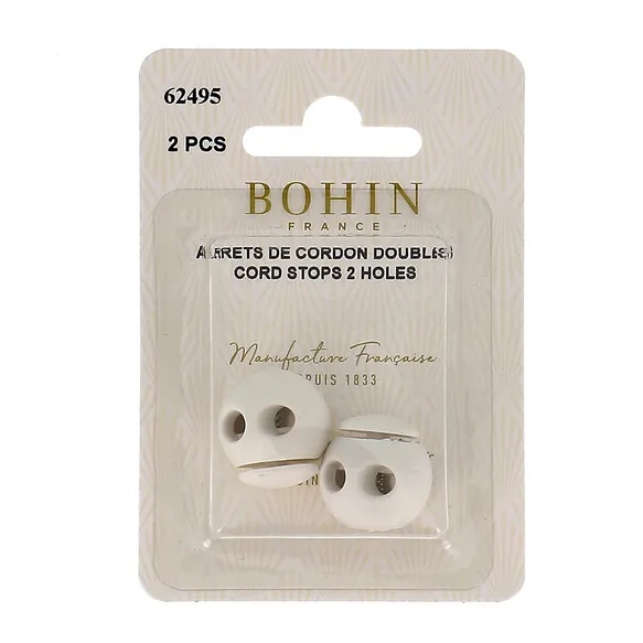 Bohin Koordstopper 2-gaats - 18x19mm wit