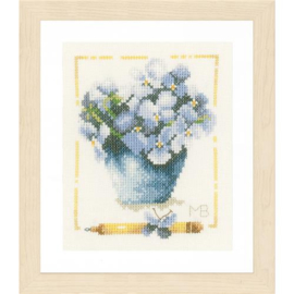 Borduurpakket telpatroon Pot met hortensia ca. 12 x 14 cm