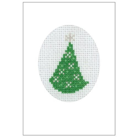 Permin 17-7205 Borduurpakket kerstkaart Pinetree 9x13 cm