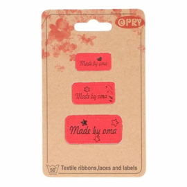 Opry Skai-leren labels made by oma 3st.