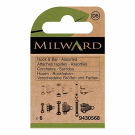 Milward Broek- en rokhaken assortiment zwart-nikkel (3 maten x2)