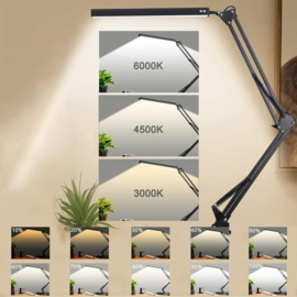 3 - LED Werklamp met voet & tafelklem (Zwart)