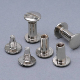 Schroefknoop 10 mm voor het bevestigen van leren labels - zilver