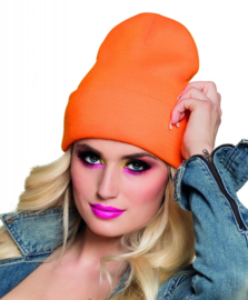 Beanie neon oranje muts