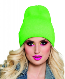 Beanie neon groene muts